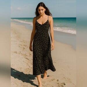 Saltwater LUXE/ Elegant Black & White Maxi Dress/ Side Zipper/ Size US L